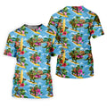 Hawaiian T Rex Surfboard Beach Hawaiian Golf Shirt, Golf Polo For Women, Printed Golf Shirt