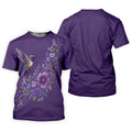 Cancer Awareness Purple Ribbon Floral Polo Shirt, Mens Golf Polo, Golf Shirts For Men
