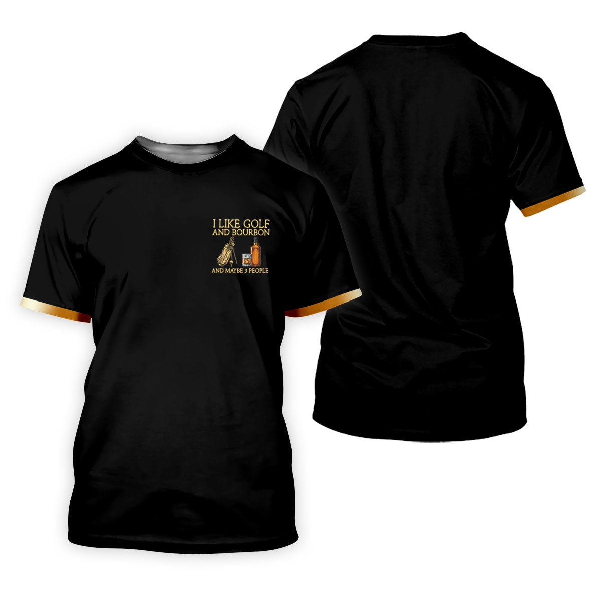I Like Golf And Bourbon Black Golf Shirt, Golf And Whiskey Golf Shirts For Men, Men's Funny Golf Shirts