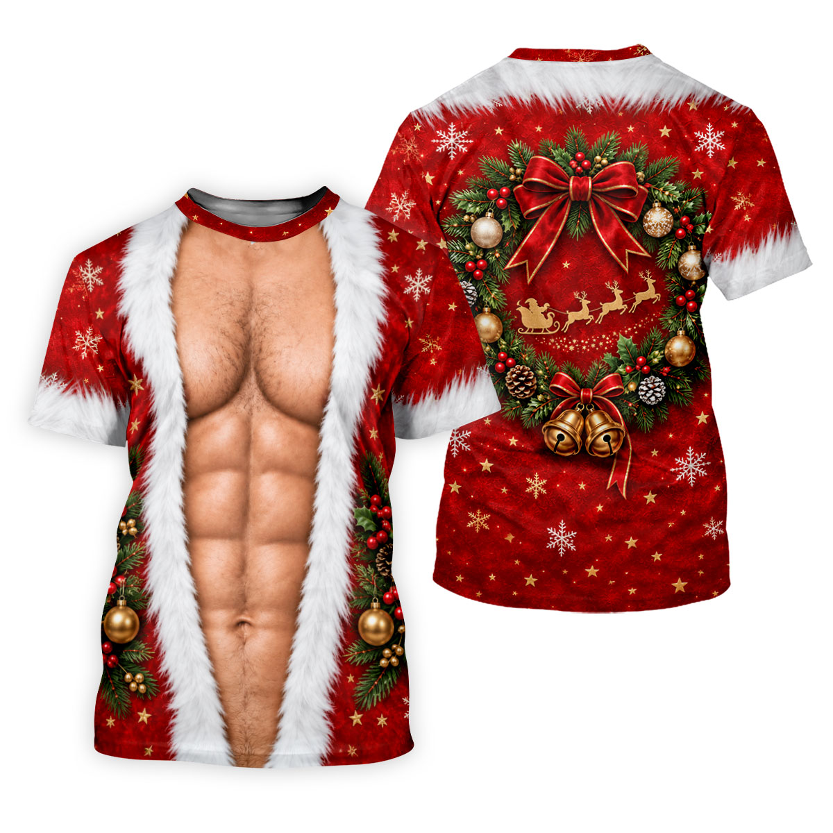Santa Muscle Body Christmas Golf Shirt, Womens Golf Tops, Ladies Golf Shirts