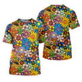 Multicolor Retro Flower Power Golf Shirt, Mens Golf Polo, Hawaiian Golf Shirt, Golf Apparel For Men