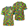 It's Okay To Be Different Colorful Puzzle Pattern Autism Awareness Men's Golf Shirt, Polo Shirts For Men