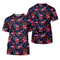 Dark Tropical Pink Flamingo Pattern Golf Shirt, Mens Polo Shirts, Hawaiian Golf Shirt, Printed Golf Shirts