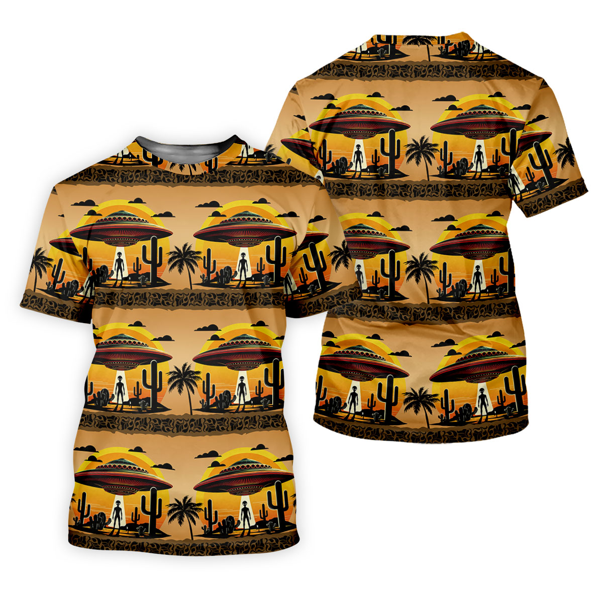 UFOs, Aliens and Cactus Desert Scene Hawaiian Golf Polo, Golf Tops For Men, Golfing Apparel