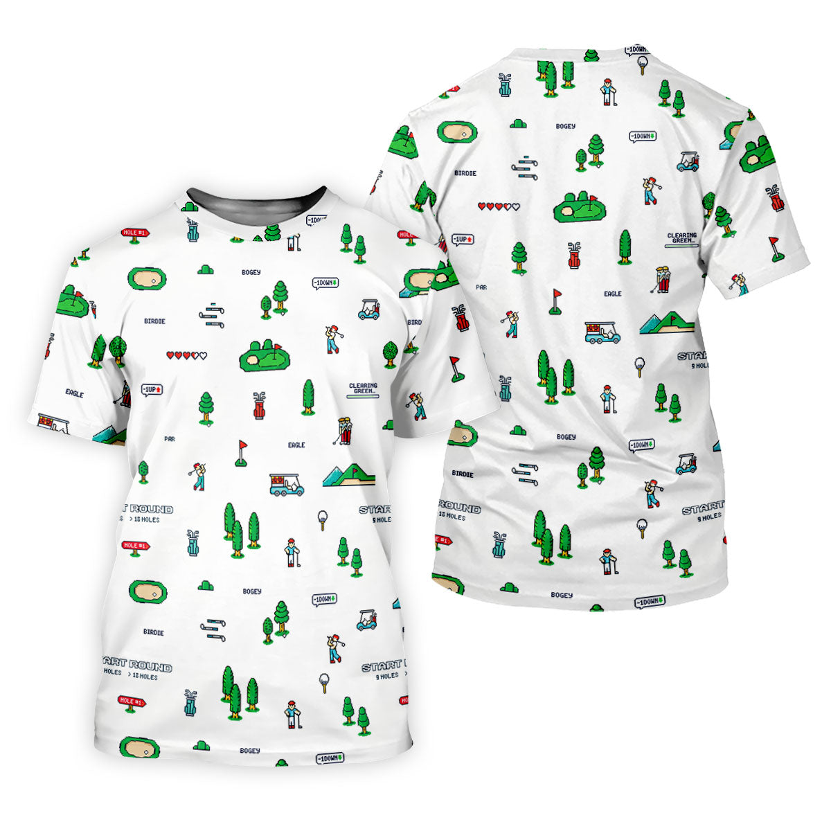 Retro Video Game Golf Theme Hawaiian Golf Shirt, Women's Golf Tops, Ladies Golf Shirts