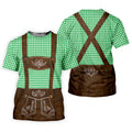 Women's Green Oktoberfest Lederhosen Illusion Sleeveless Golf Polo, Ladies Golf Top, Golf Polo For Women