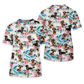 Cartoon Dachshund Tropical Theme Hawaiian Golf Shirt, Men's Golf Shirt, Polo Shirts For Men