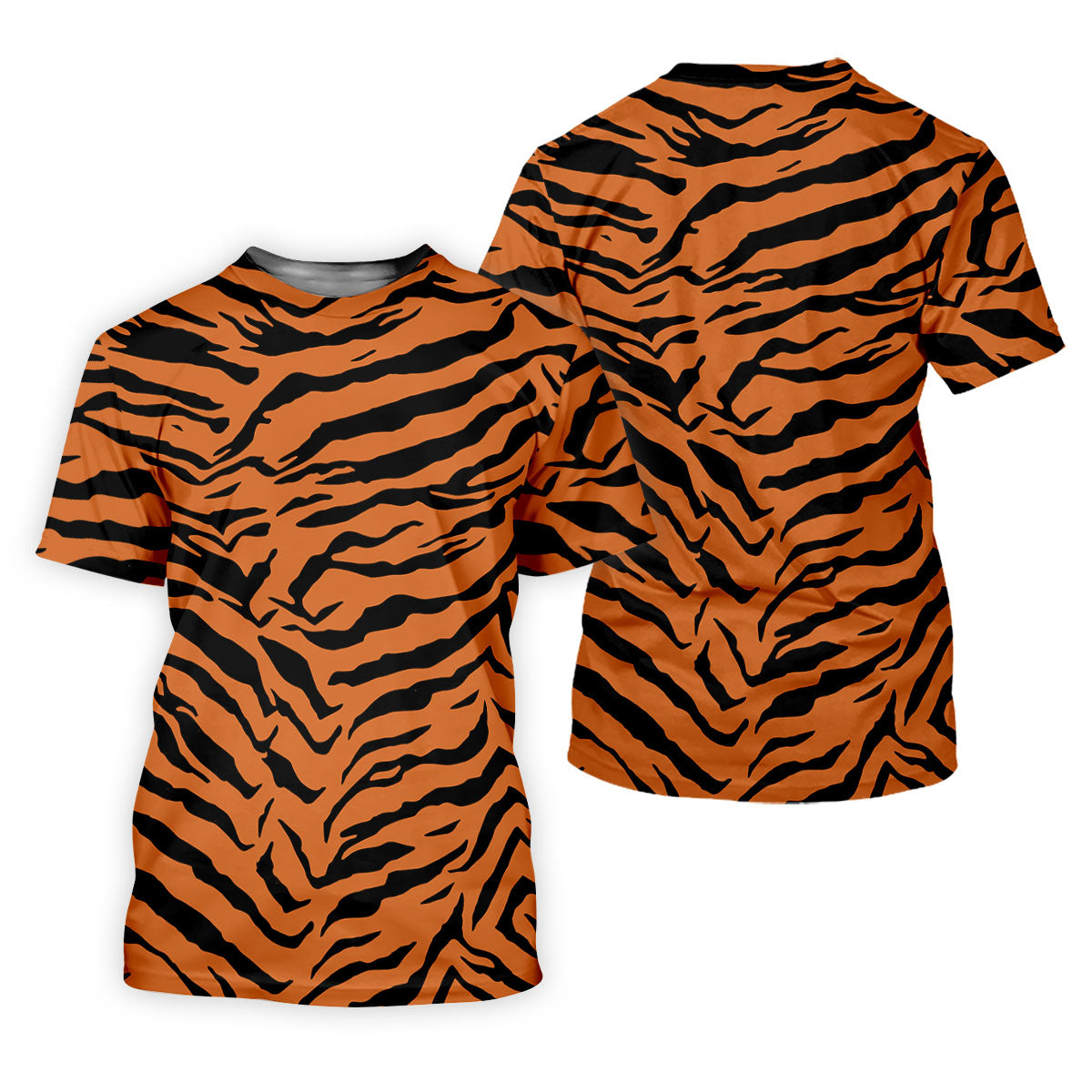 Bold Orange Black Tiger Stripe Animal Print Golf Shirt, Women Golf Shirts, Golf Apparel For Ladies