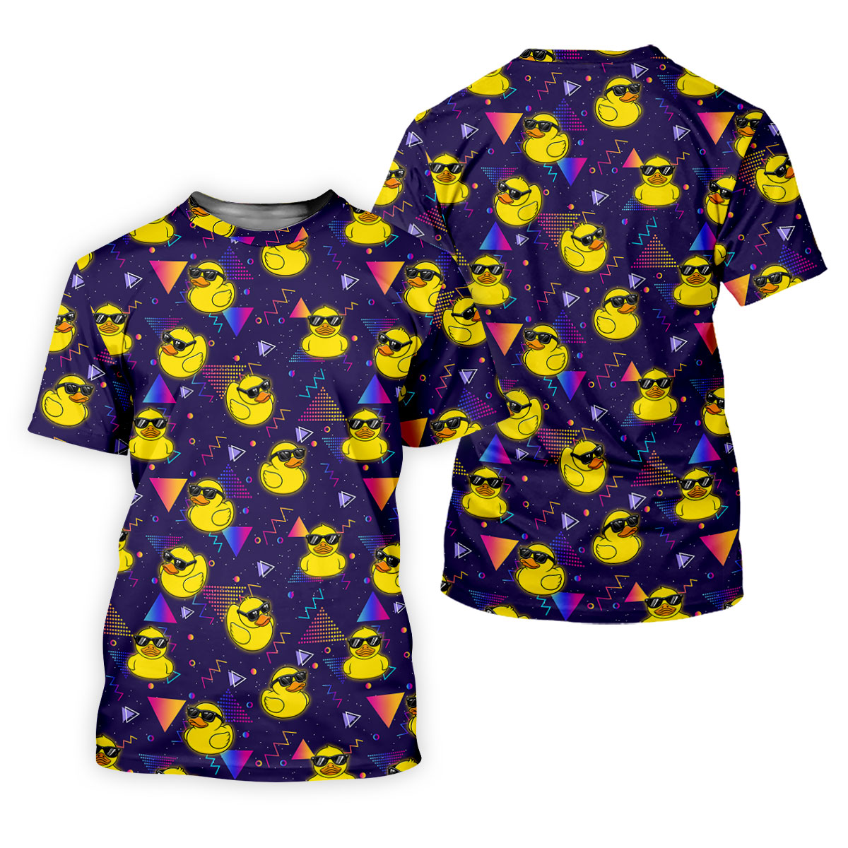 Funny Rubber Duck Retro Pattern Hawaiian Golf Shirt, Women's Golf Tops, Ladies Golf Shirts