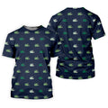 Navy Crocodile Pattern Golf Shirt, Mens Polo Shirt, Golf Shirts For Men, Performance Golf Shirt