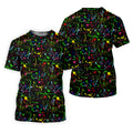 Black Neon Paint Splatter Golf Shirt, Men's Golf Shirt, Golf Apparel For Men