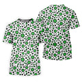Lucky Four Leaf Clover Leopard Pattern St Patrick's Day Golf Shirt, Polo Shirts For Men, Golf Shirts For Men