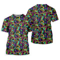 Colorful Abstract Golf Pattern Polo Shirt, Ladies Golf Shirt, Women's Golf Tops