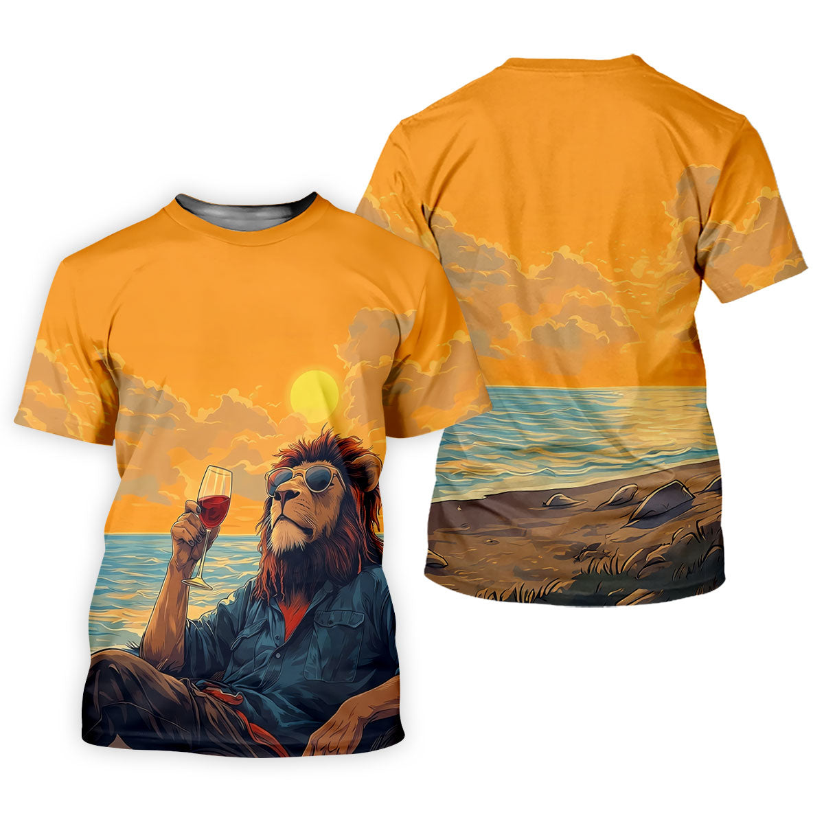 Lion Gentleman Sunset Reserve Hawaiian Golf Shirt, Women's Golf Tops, Ladies Golf Shirts