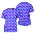 Purple Blue Gradient Checkered Pattern Golf Shirt, Mens Golf Polo, Printed Golf Shirts, Golf Polo Shirts For Men