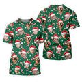 Custom Face Candy Cane Pattern Green Golf Shirt, Christmas Golf Shirt, Polo Shirts For Men, Golf Gift For Men