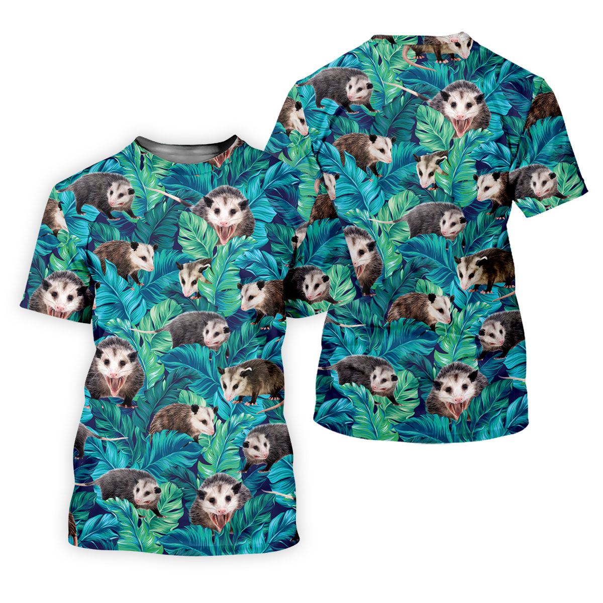 Playful Opossums Among Tropical Leaves Hawaiian Golf Polo, Golf Tops For Men, Golfing Apparel