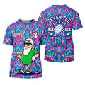 Colorful Psychedelic Santa Golfer Print Men's Golf Shirt, Mens Golf Apparel, Hawaiian Golf Shirt