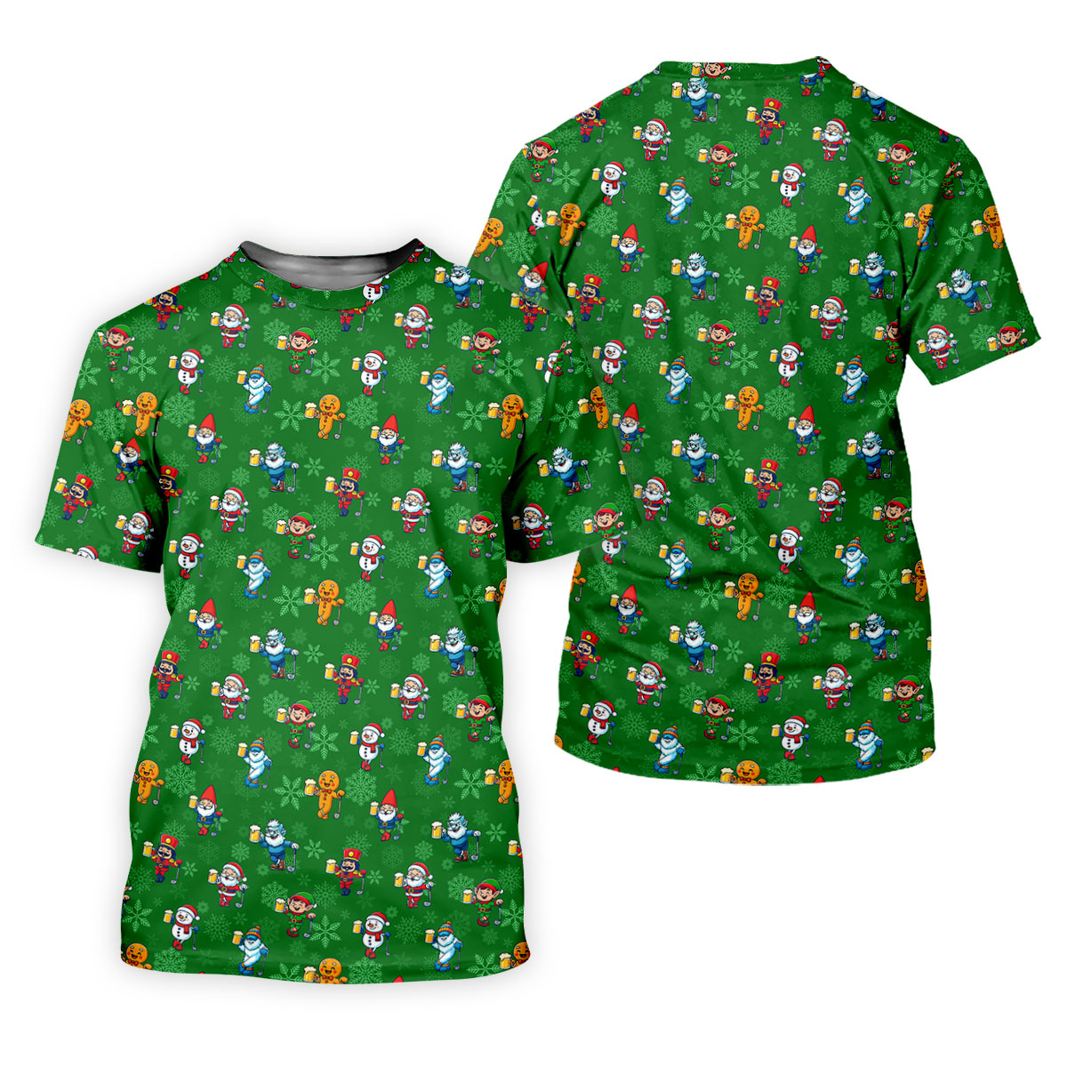 Christmas Characters Golf And Beer Green Women's Funny Golf Shirts, Christmas Golf Shirt, Polo Shirts For Women