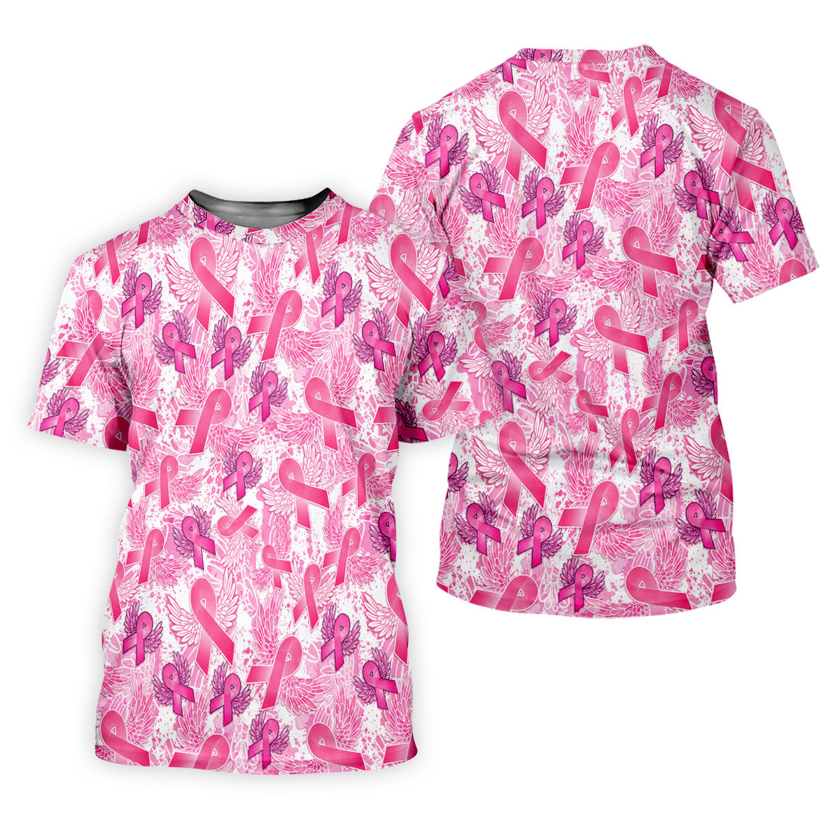 Breast Cancer Pink Ribbon Angel Wings Polo Shirt, Men's Golf Shirt, Golf Apparel For Men