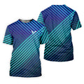 Teal And Purple Striped Pattern Women's Golf Tops, Performance Golf Shirt, Ladies Golf Shirts