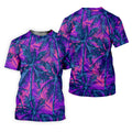 Purple Pink Tropical Palm Trees Golf Shirt, Golf Polo For Women, Printed Golf Shirt