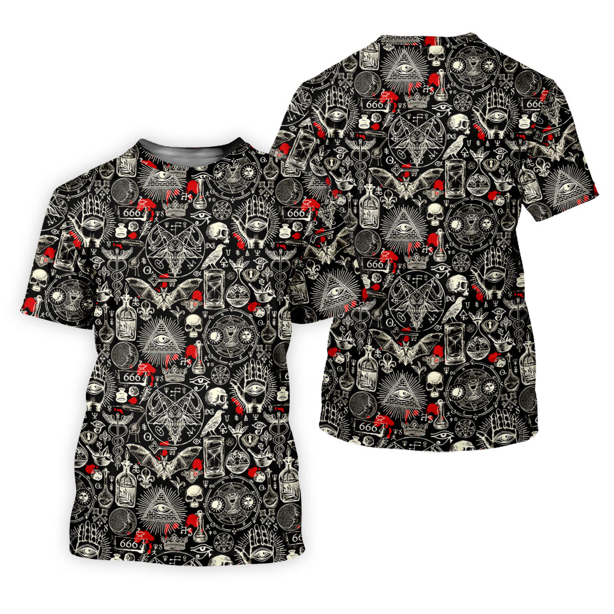 Occult Theme Sketch Style Hawaiian Golf Shirt, Women's Golf Tops, Ladies Golf Shirts