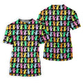 Colorful Easter Bunny Black Golf Shirt, Cute Golf Outfit, Women's Golf Tops, Ladies Golf Shirts
