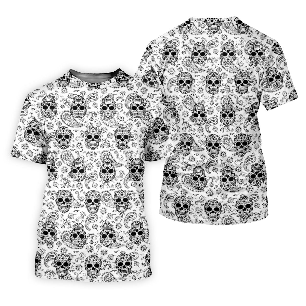 Sugar Skull Paisley Pattern Golf Polo Shirt, Hawaiian Golf Shirt, Golf Polo Shirts For Men