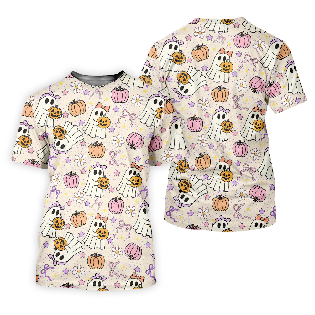 Halloween Seamless Pattern Cute Golf Shirt, Retro Halloween Polo Shirts For Men, Golfing Apparel
