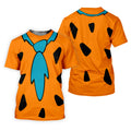 Orange Blue Stone Age Hawaiian Golf Shirt, Mens Golf Apparel, Golf Polo Shirts For Men