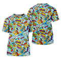 Comic Pattern Hawaiian Golf Shirt, Retro Style Men's Golf Shirt, Polo Shirts For Men