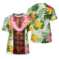 Tan Skin Tropical Muscle Chest Hawaiian Golf Polo Shirt, Golf Apparel For Men, Printed Golf Shirts