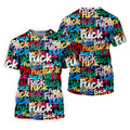 Bold Colorful Fuck Graffiti Typography Golf Shirt, Men's Golf Shirt, Golf Apparel For Men