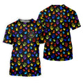 Accept Teach Understand Love Autism Awareness Colorful Handprint Black Golf Shirt, Women's Golf Tops