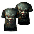 Scary Clown Face Halloween Polo Shirt, Golf Polo Shirts For Men, Mens Golf Apparel