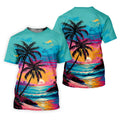 Tropical Sunset Palm Tree Hawaiian Golf Shirt, Men’s Golf Shirt, Golf Shirts For Men