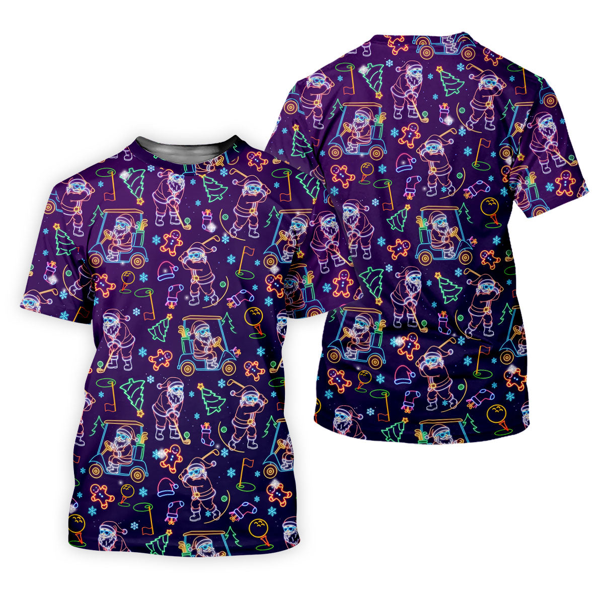 Christmas Neon Santa Golf Pose Women's Funny Golf Tops, Christmas Golf Shirt, Polo Shirts For Women