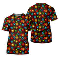Colorful Christmas Light Plaid Women's Golf Tops, Christmas Golf Shirt, Golf Gift For Ladies