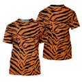 Bold Orange Black Tiger Stripe Animal Print Golf Shirt, Mens Golf Shirts, Golf Apparel For Men