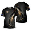 Australian Coat Of Arms Black And Gold Gradient Golf Tops For Men, Polo Shirts For Men