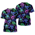 Neon Sea Turtle Ocean Pattern Hawaiian Golf Polo Shirt, Mens Golf Polo, Printed Golf Shirts
