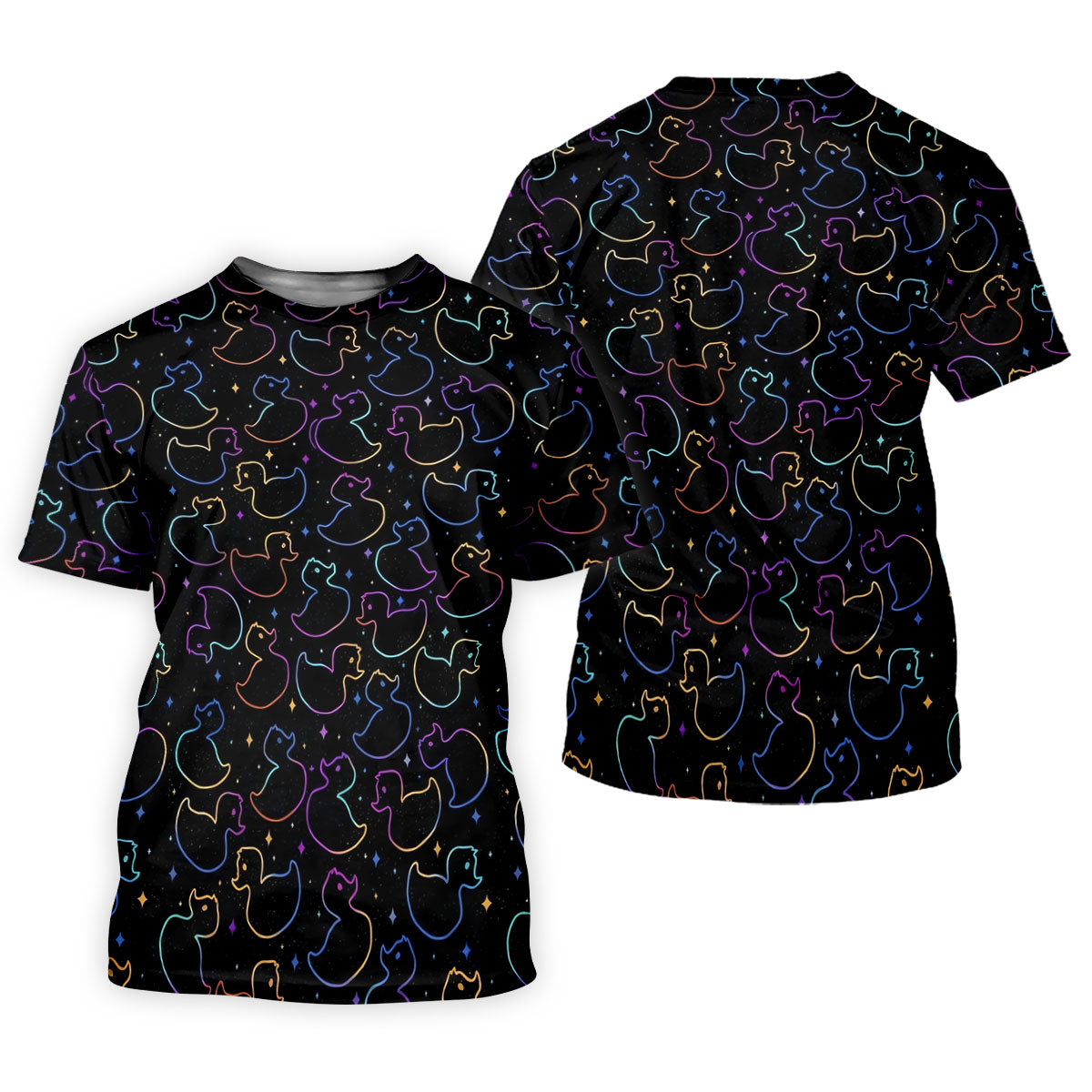 Neon Rubber Duck Pattern Golf Shirt, Ladies Golf Tops, Hawaiian Golf Shirt, Golf Tops For Women