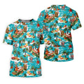 Men's Funny Surfing Santa Hawaiian Golf Shirt, Christmas Golf Shirt, Fun Golf Polo For Men