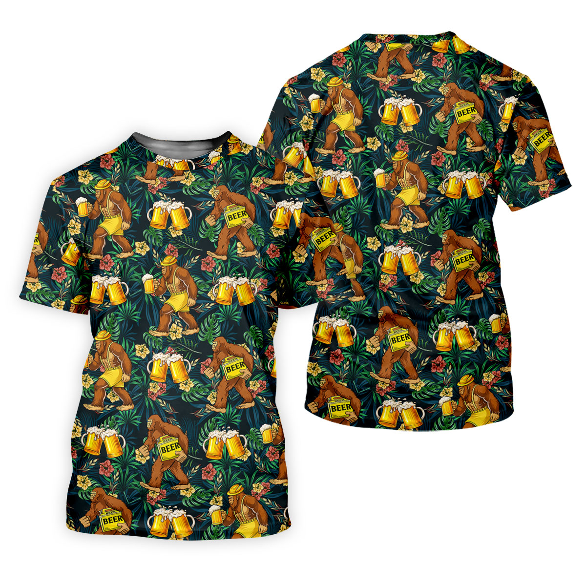 Funny Sasquatch Holding Beer Mugs Hawaiian Golf Polo, Golf Tops For Women, Golfing Apparel