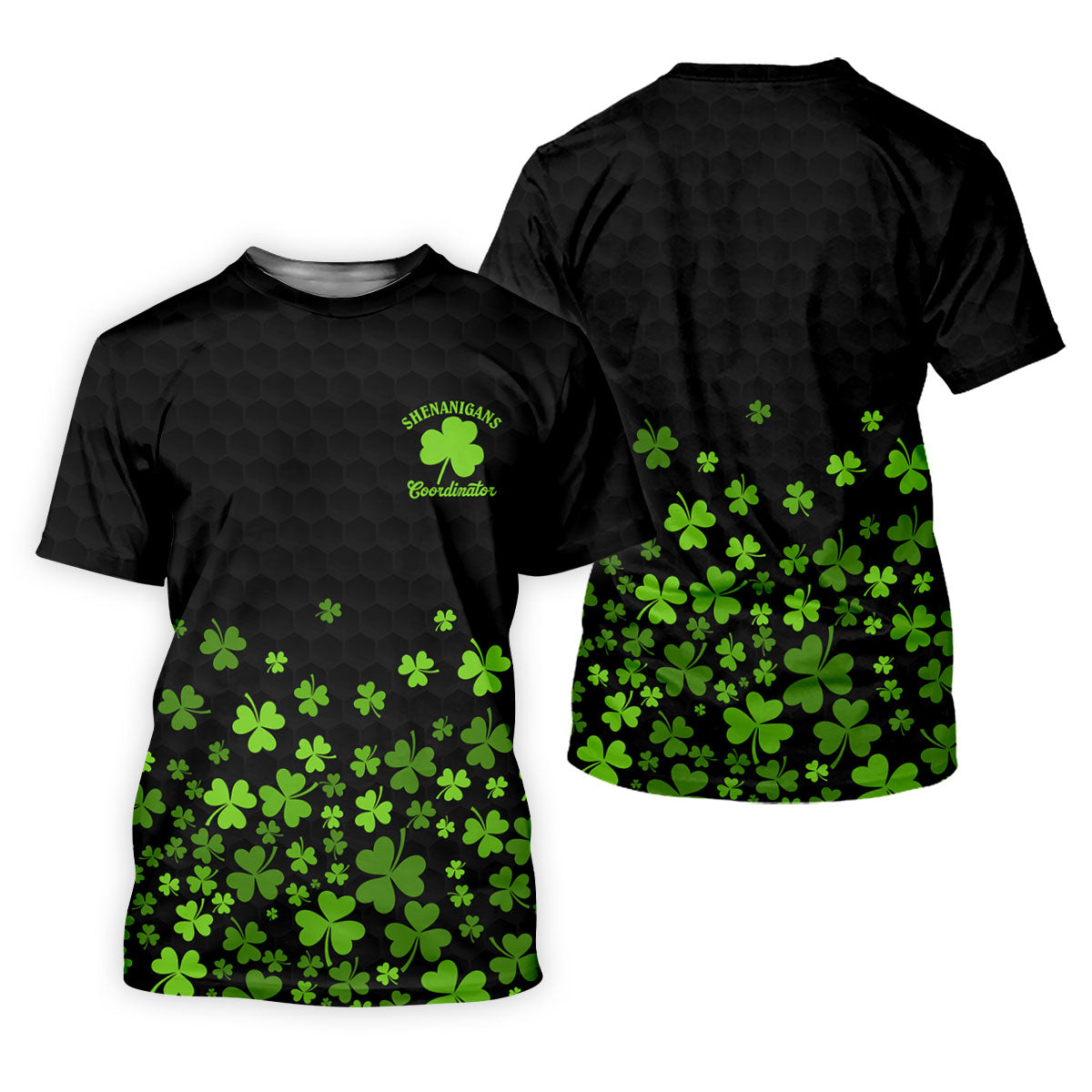 Shenanigans Coordinator Golf Ball Pattern St Patrick Day Black Golf Shirt, Golf Tops For Men, Golf Shirts For Men