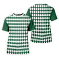 Green And White Argyle Pattern Retro Golf Shirt, Women's Golf Tops, Ladies Golf Polos, Ladies Golf Shirts