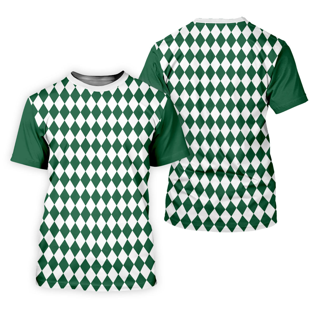 Green And White Argyle Pattern Retro Golf Shirt, Women's Golf Tops, Ladies Golf Polos, Ladies Golf Shirts