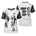 Funny Skeleton Golfer Drinking Beer Polo Shirt, Mens Golf Polo, Golf Apparel For Men