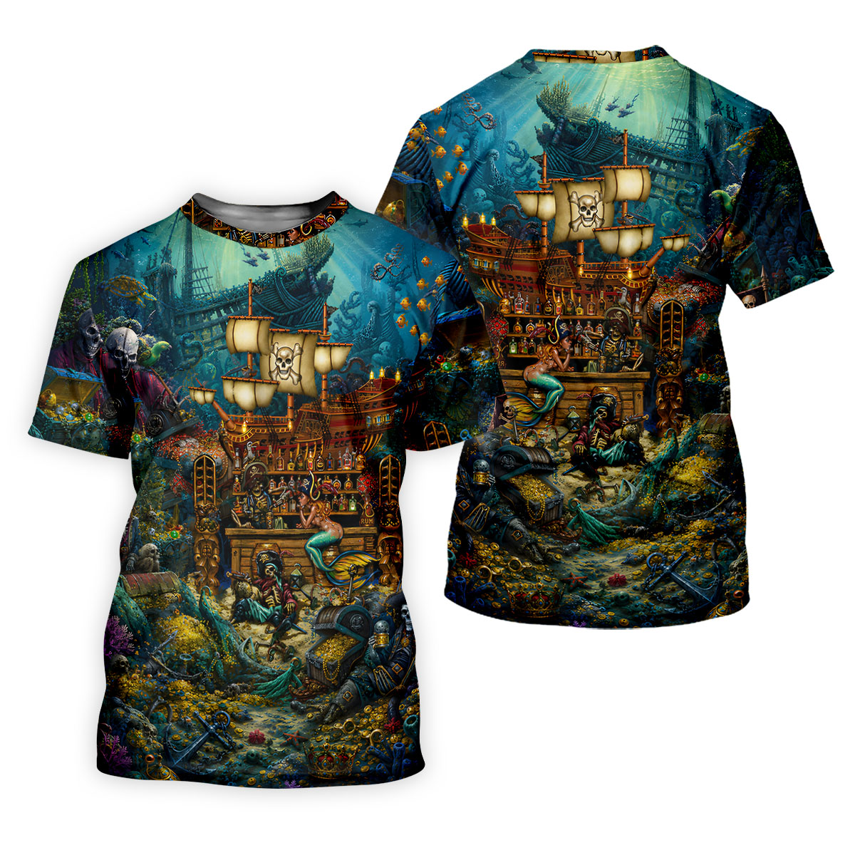 Pirate Life Tiki Pattern Hawaiian Golf Shirt, Men's Golf Shirt, Polo Shirts For Men